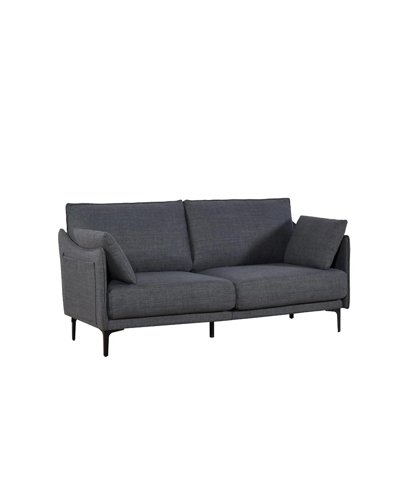 Streamdale 2.5 Seater Sofa For Primary Living Space, Bed Room, Office, Usb Charge Port, 2 Pillows,Metel Legs