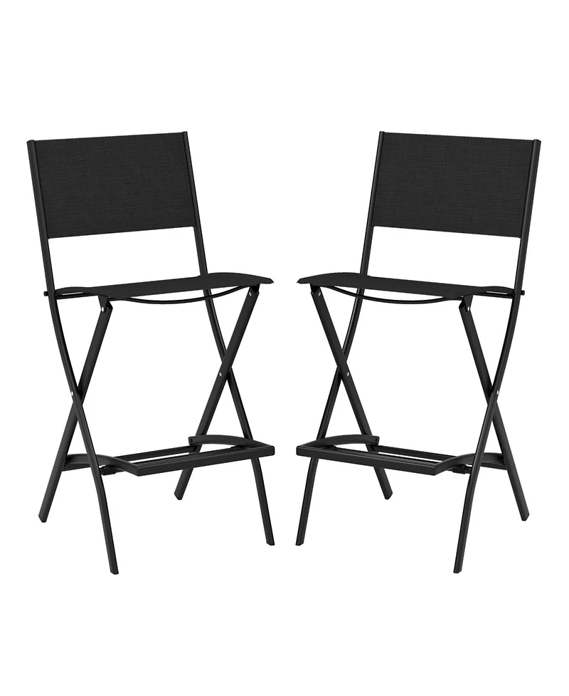 Folding Bar Stools Set of 2 Backrest Humanized Footrest