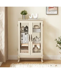 Streamdale Furniture Elegant 2-Door Curio Cabinet with Mirrored Back and Adjustable Shelves