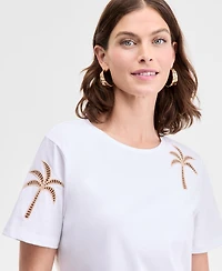 I.n.c. International Concepts Women's Palm Cotton Graphic T-Shirt, Exclusively at Macy's