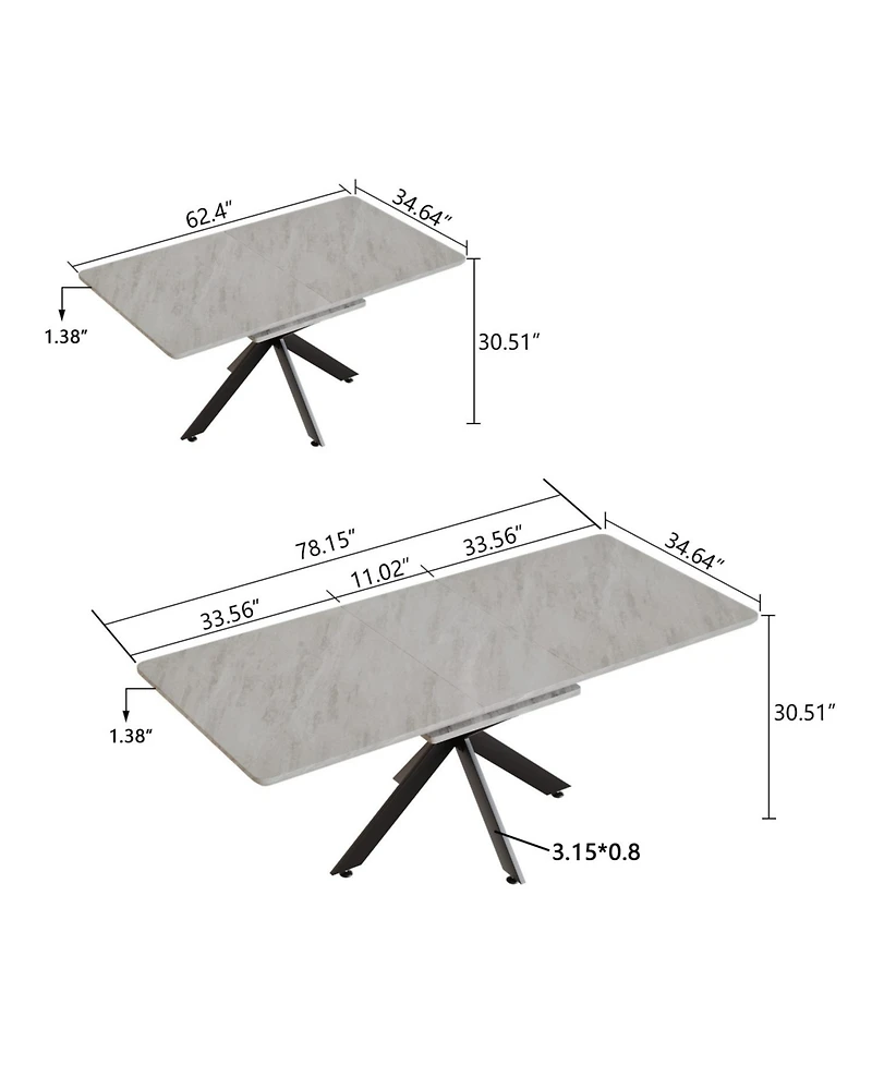 Streamdale Extendable Dining Table Set for 6-8 with Upholstered Chairs
