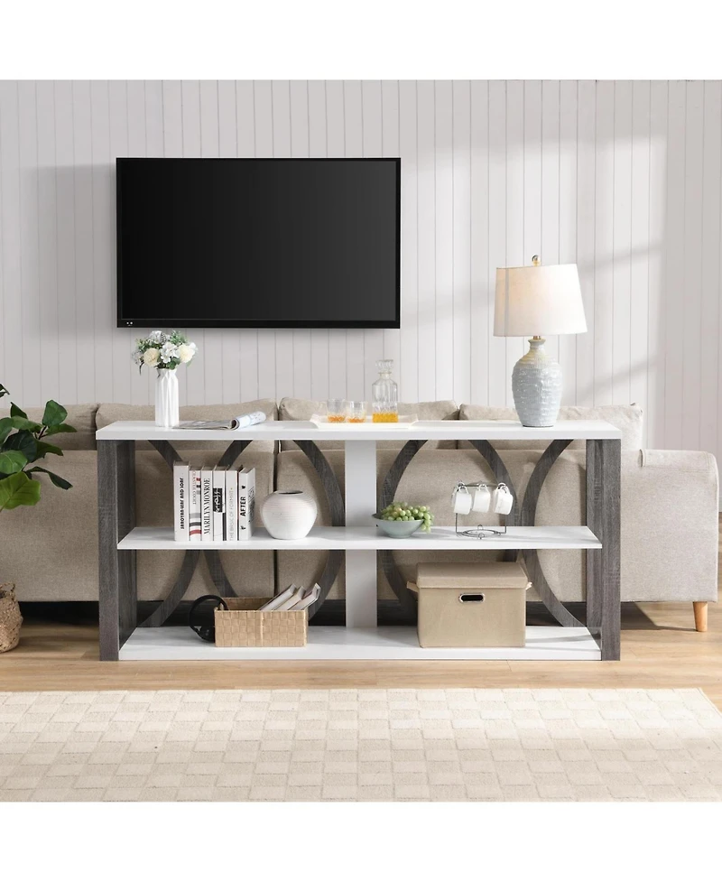 Streamdale 3-Tier Industrial Console Table, 70.9" Narrow Entry Table, White