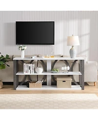 Streamdale 3-Tier Industrial Console Table, 70.9" Narrow Entry Table, White