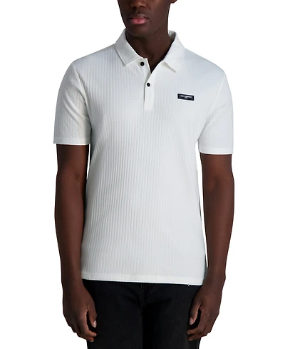 Karl Lagerfeld Paris Men's Short Sleeve Ribbed Polo Shirt