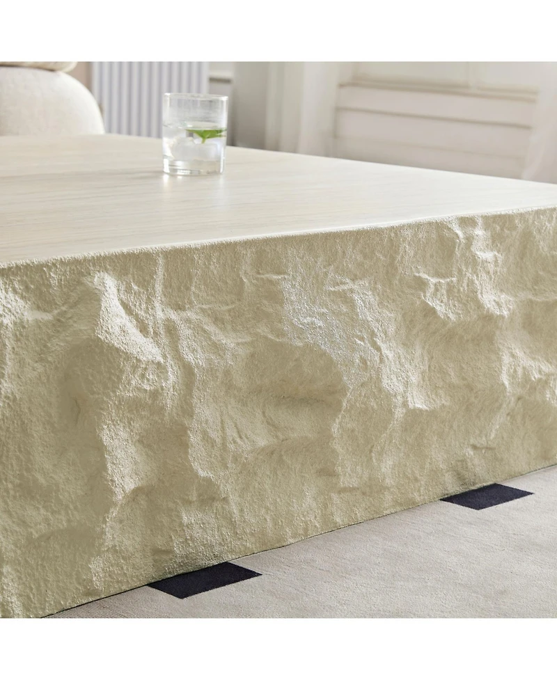 Streamdale Fiberglass Coffee Table for Living Room, 35.43" Vintage Decor, Imitation Stone