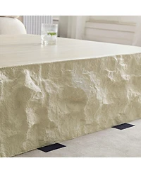 Streamdale Fiberglass Coffee Table for Living Room, 35.43" Vintage Decor, Imitation Stone