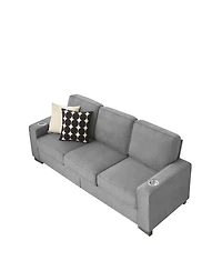 Streamdale 83.86"Snowfleece Fabric sofa,Modern Compressed Couch,3-Seater Sofa, Furniture for Living Room,Bedroom,office, Gray