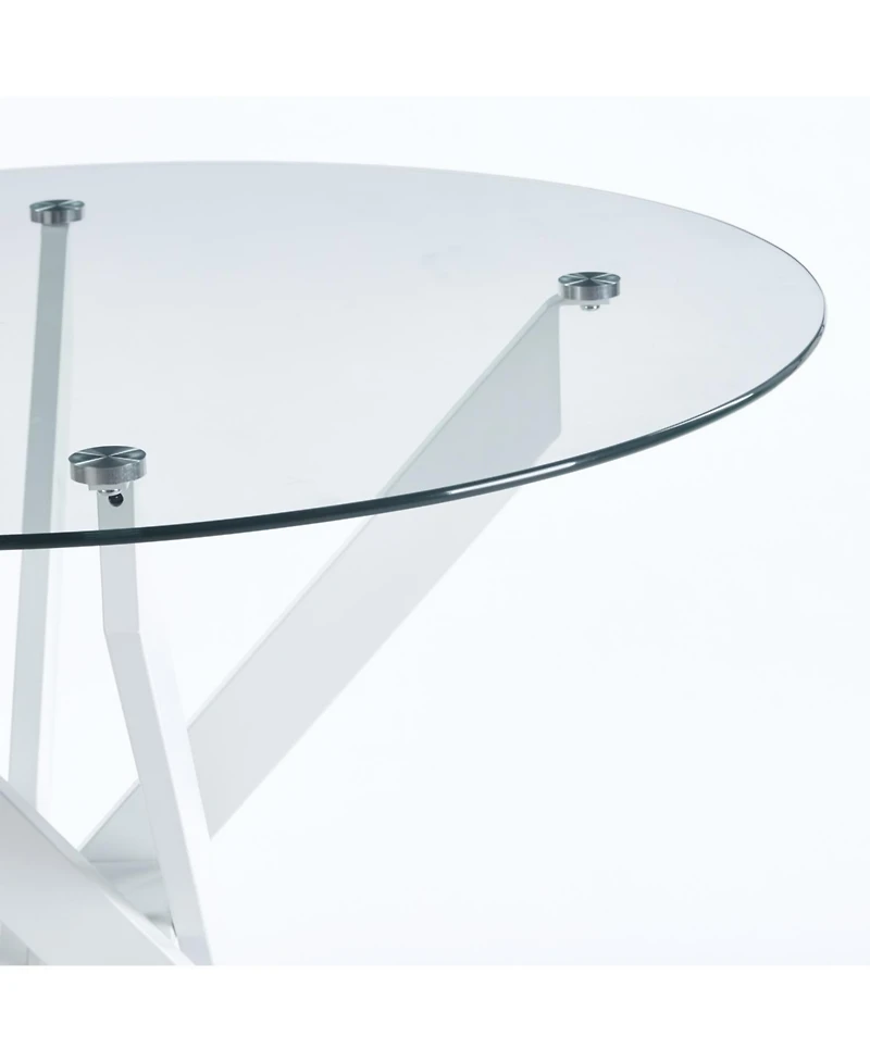 Streamdale Modern Cross-Leg Dining Table with Tempered Glass (90x90x75cm)