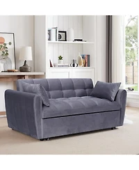Streamdale 3-in-1 Velvet Sofa Bed with Adjustable Back (64.9", Dark Grey)