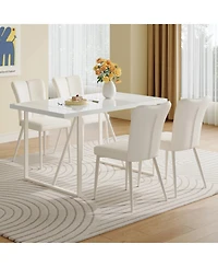 Streamdale 55" Cream Mdf Dining Table Set with 4 Armless Chairs