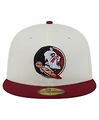 New Era Men's Cream Florida State Seminoles Chrome 59FIFTY Fitted Hat
