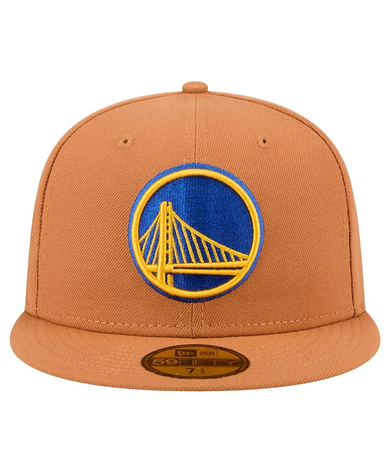 New Era Men's Tan Golden State Warriors Color Pack 59FIFTY Fitted Hat