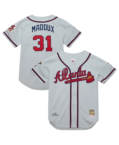 Mitchell & Ness Men's Greg Maddux Gray Atlanta Braves 1995 Throwback Authentic Jersey