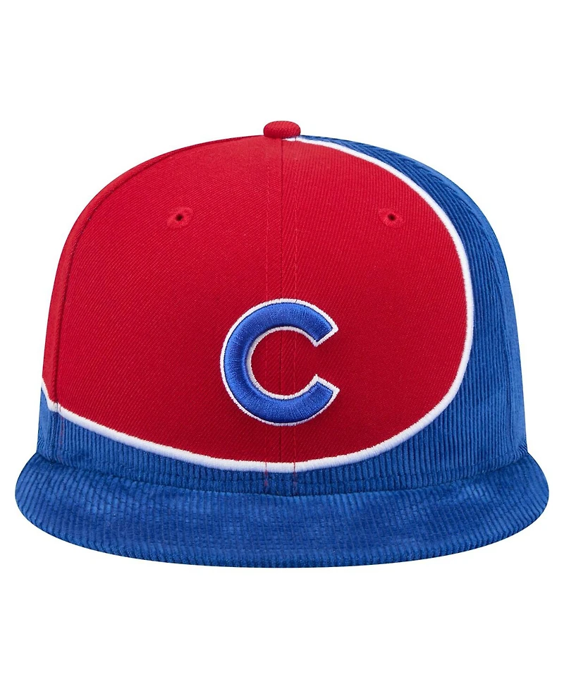 New Era Men's Royal/Red Chicago Cubs Retro Split Corduroy Snapback Hat