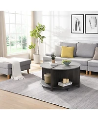 Streamdale 4 Piece of Industrial Round Coffee Table,Sturdy and Easy Assembly, 2-Tier with Storage for Living Room, Garden