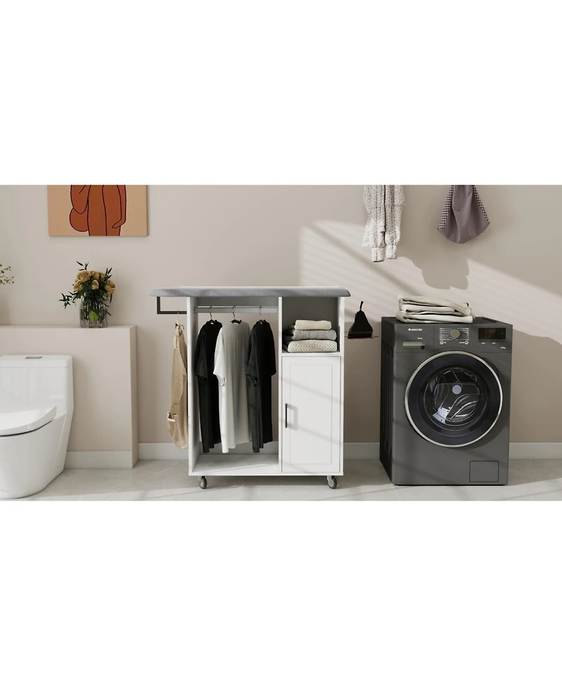 Streamdale Rolling Ironing Cabinet with Wheels Multipurpose Laundry Room Solution