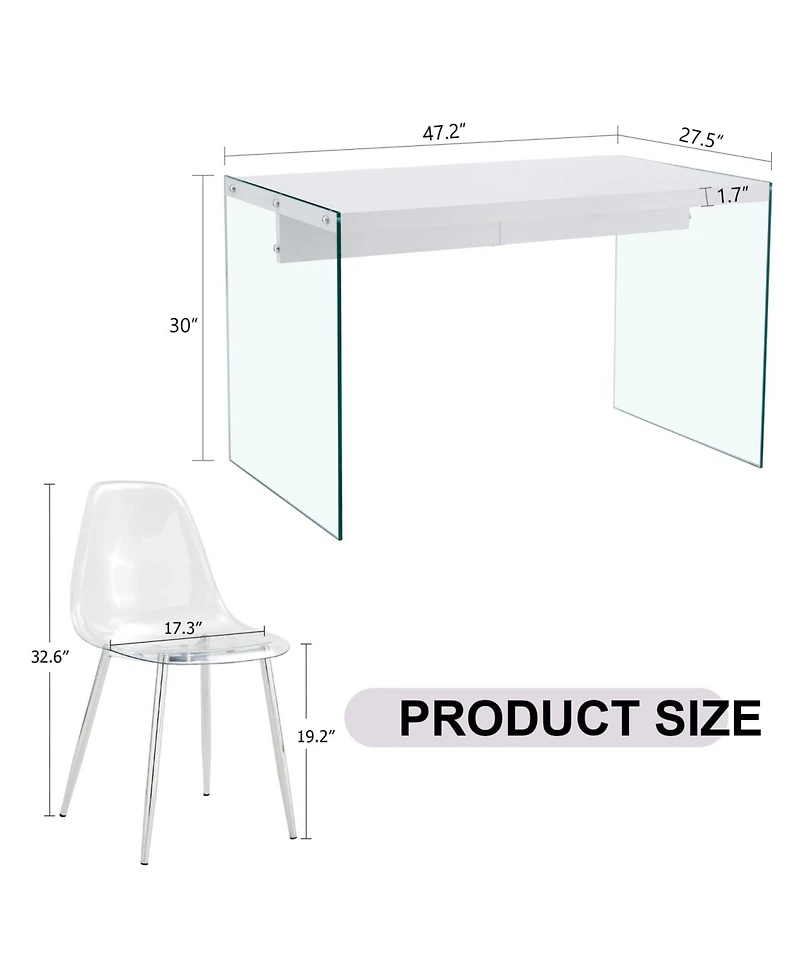 Streamdale White Mdf Coffee Table and 4 Transparent Dining Chairs