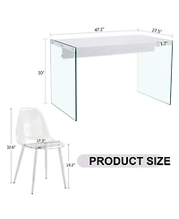 Streamdale White Mdf Coffee Table and 4 Transparent Dining Chairs