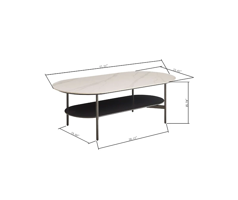 Streamdale Double Layer Ceramic Coffee Table