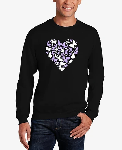 La Pop Art Men's Butterfly Heart Word Crewneck Sweatshirt