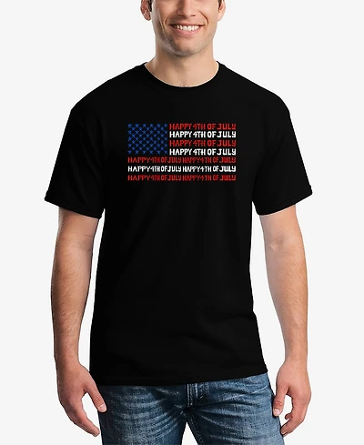 La Pop Art Men's Happy 4th of July Word T-Shirt