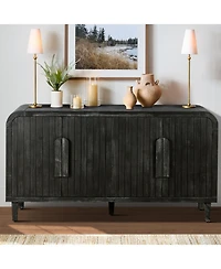 Streamdale 59" Curved Vintage Sideboard with Large Handles and Adjustable Shelves (Antique Black)