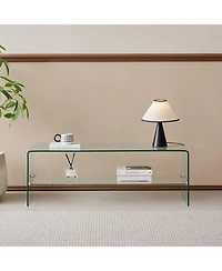 Streamdale Clear Glass Tv Table, Tempered Clear Glass Tv Stand for Living Room