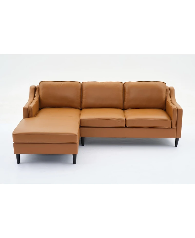 Streamdale 94.5 inch modern style L-shaped genuine leather sofa with chaise lounge, Left Chaise, Tan