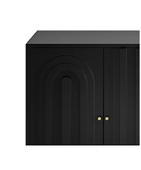 Streamdale Black Lacquered 4-Door Sideboard Cabinet for Living Room and Beyond