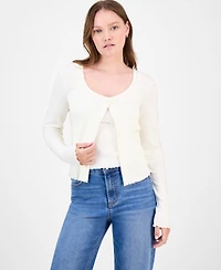 Just Polly Juniors' Cotton Rib-Knit Striped Tank & Cardigan Set