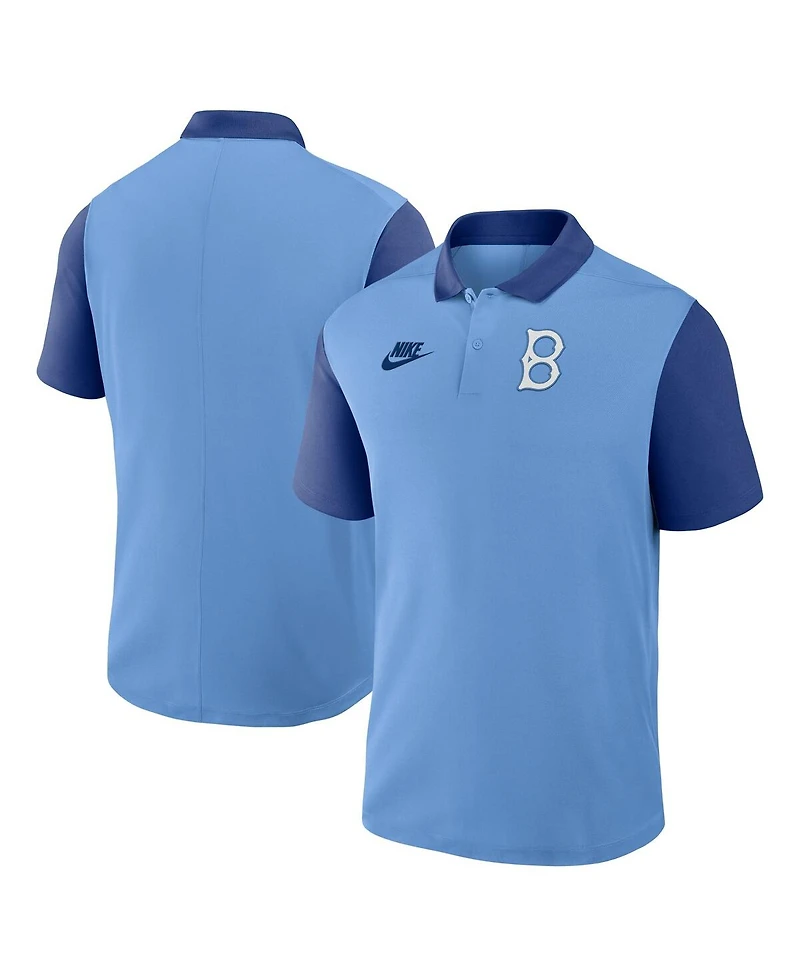 Nike Men's Light Blue/Royal Brooklyn Dodgers Cooperstown Collection Color-Block Victory Performance Polo Shirt