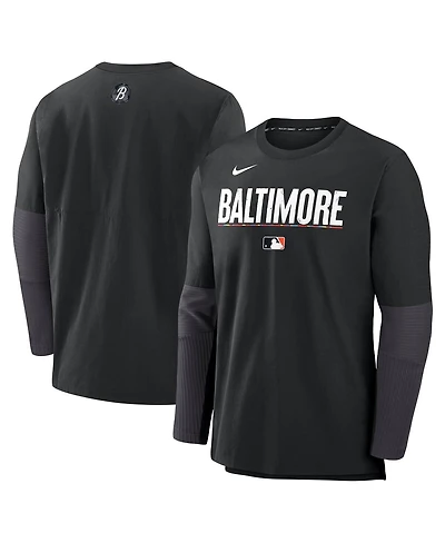 Nike Men's Black Baltimore Orioles Authentic Collection City Connect Lightweight Player Tri-Blend Performance Long Sleeve T-Shirt