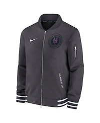 Nike Men's Anthracite New York Mets Authentic Collection City Connect Full-Zip Bomber Jacket