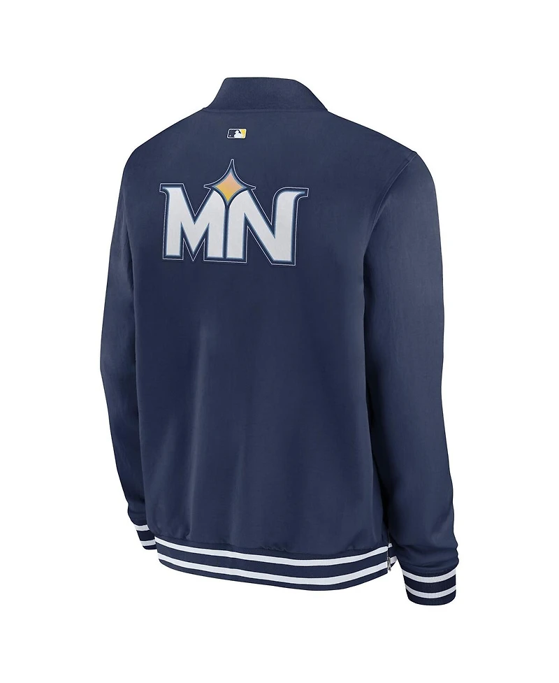 Nike Men's Navy Minnesota Twins Authentic Collection City Connect Full-Zip Bomber Jacket