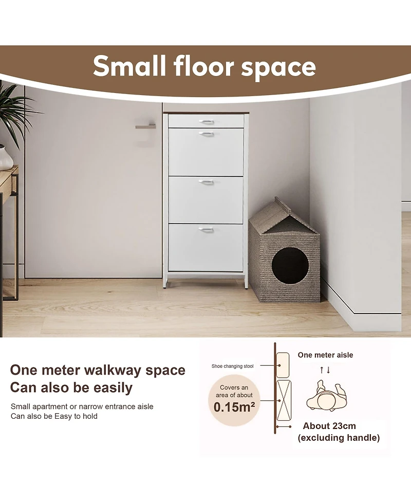 Streamdale Shoe Storage Cabinet with 3 Flip Drawers & 1 Open Drawer
