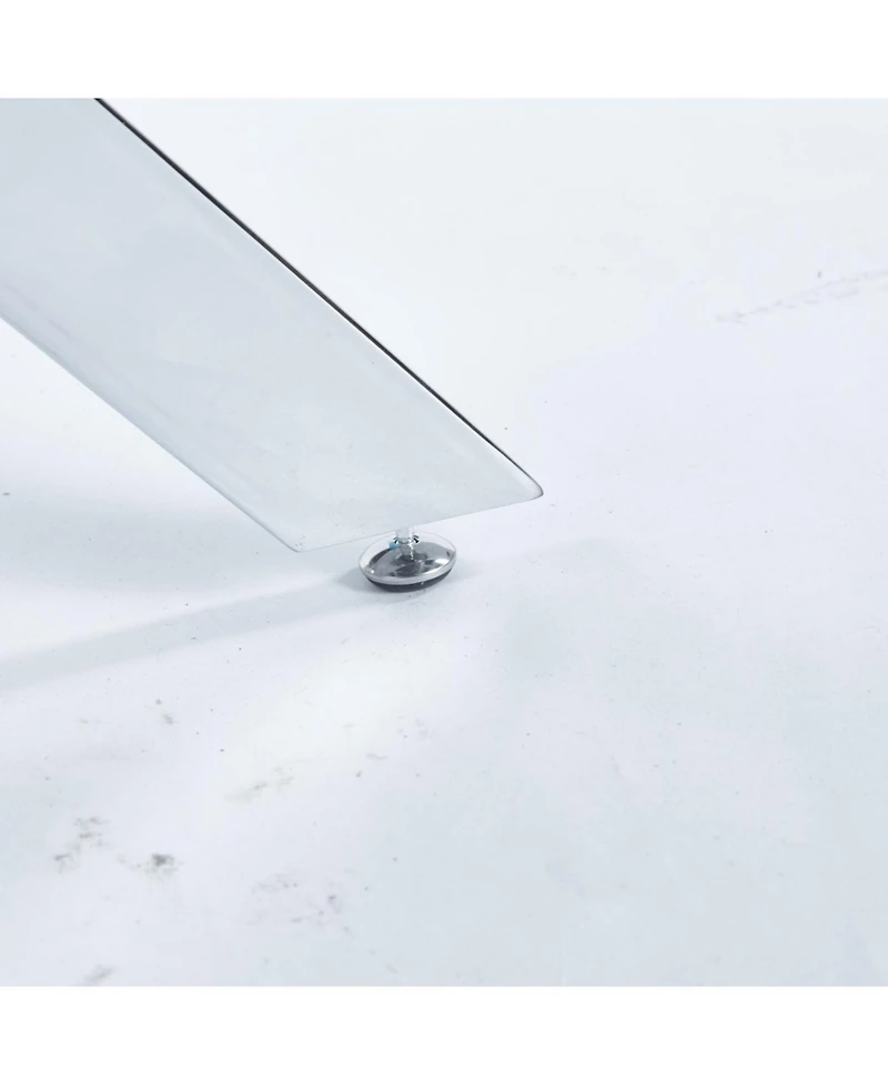 Streamdale Modern Glass Dining Table with Cross Metal Legs (90x90x75cm)