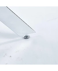 Streamdale Modern Glass Dining Table with Cross Metal Legs (90x90x75cm)