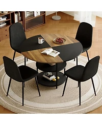 Streamdale Furniture 47" Round Dining Table Set with 4 Black Chairs