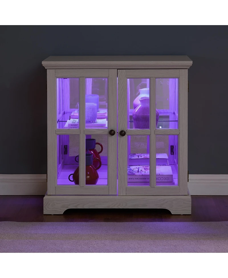 Streamdale Elegant Led Curio Cabinet Adjustable Shelves, Retro Display, Home Storage