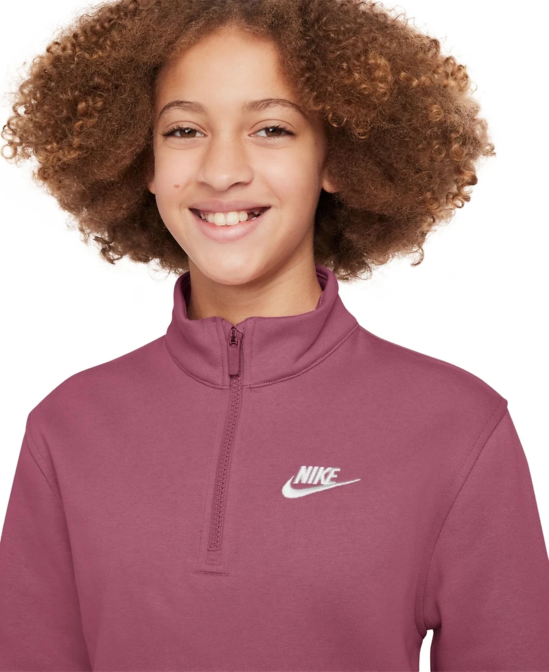 Nike Sportswear Big Girls Club Fleece 1/2-Zip Long-Sleeve Top