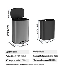 Streamdale 13 Gallon Stainless Steel Soft Close Kitchen Trash Can