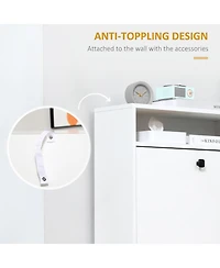 Slim Shoe Cabinet, Trendy Shoe Storage Cabinet with 3 Large Fold-Out Drawers & a Spacious Top Surface for Small Items, White