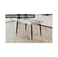 Pristine Dining Table: Patterned Sintered Stone Top on Black Legs (50"30"30")
