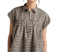 Lucky Brand Women's Cotton Pintuck Button-Front Top