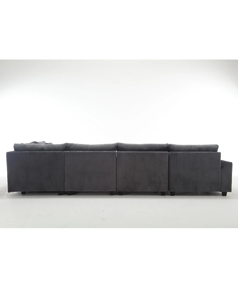 Streamdale Oversized Corduroy Sofa Couches 5-Seat Dark Gray Modular Sectional