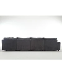Streamdale Oversized Corduroy Sofa Couches 5-Seat Dark Gray Modular Sectional