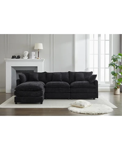 Streamdale Modular Sectional Sofa, 3-Seater Sofa with Ottoman, Modern L-Shaped Sofa for Living Room Bedroom Apartment