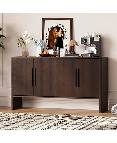 Streamdale Retro Sideboard with Adjustable Shelves and Long Handles (Espresso)
