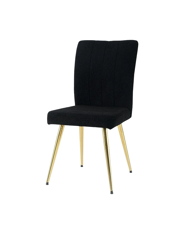Black Teddy Wool Dining Chairs with Goldplated Legs (Set of 4)