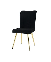 Black Teddy Wool Dining Chairs with Goldplated Legs (Set of 4)